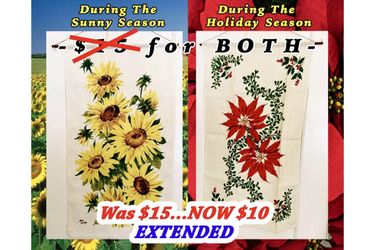 NOW $10 - 2 Vintage Seasonal Kay Dee Linen Tea Towel Banners (NOW Both for $10)