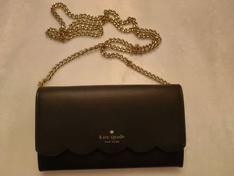Kate Spade New York Black Scalloped Crossbody Bag – Gold Chain