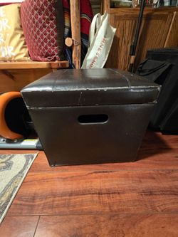 Brown Faux Leather Storage Box Ottoman