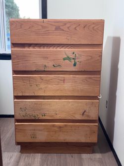 Black Wood Dresser with Raised Panel Drawers