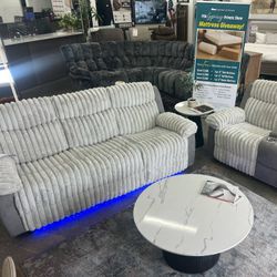 New Recliner Couch and Loveseat with LED Lighting and USB! Free Delivery 🚚! Free Assembly!