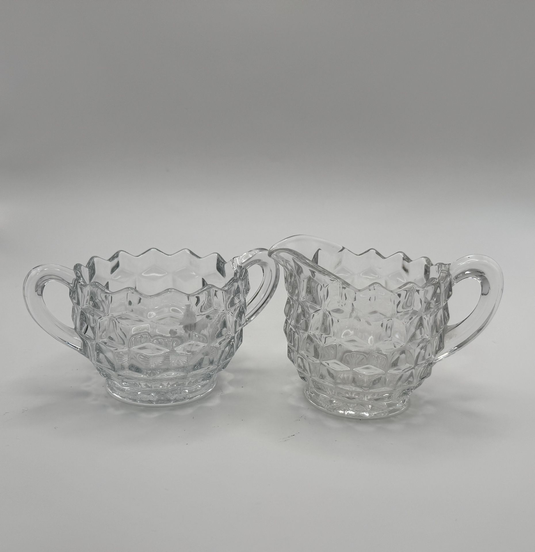 Vintage Fostoria American Clear Glass Sugar and Creamer Set