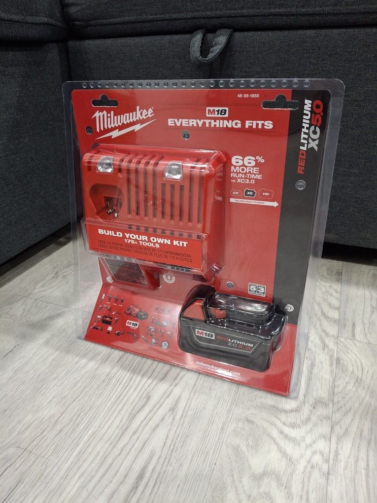 Milwaukee M18 18-Volt Lithium-Ion XC Starter Kit with One 5.0Ah Battery and Charger