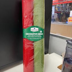 Mesh Ribbon Christmas Decorative 10 yd x 21 inch x 2 rolls Green Red DIY for Poinsettia wreaths garlands bows chair tie 
