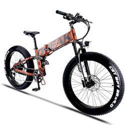 OPEAK Ebike Foldable Electric Bike 750W Motor, 12AH Removable 48V Battery, 8 Speed, 26’’*4.0 Fat Tire Electric Bike Folding Ebikes for Adults