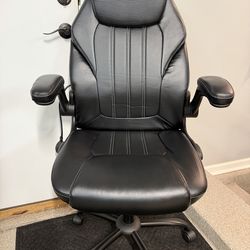 Brand New Black Vegan Leather Tall Back Ergonomic Office Chair w/Flip Up Arms & Adjustable Lumbar