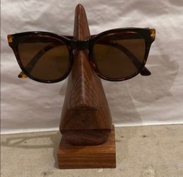 VTG Wooden Eyeglass Spectacle Holder Hand Carved Nose Shaped Display Stand Home