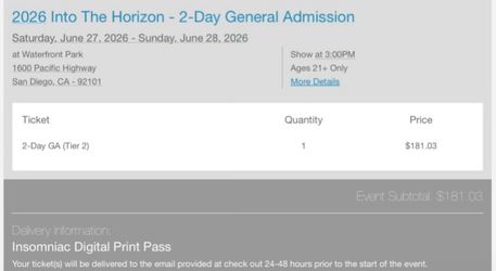 2-day Into the Horizon tickets
