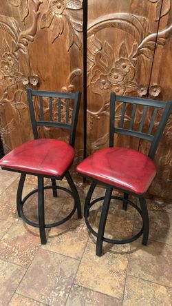Metal And Vegan Leather Bar Stools