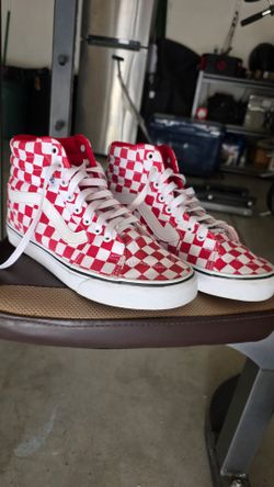 Red and White checkered Vans