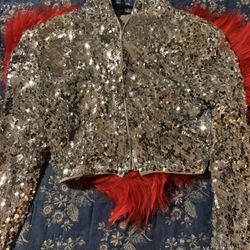 Forever 21 Sequin Jacket With Zipper Size Small Brand New 