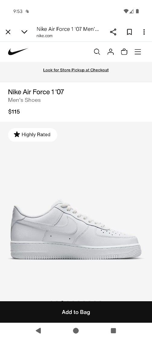 Brand New In Box Nike Air Force 1 '07 Men's 9.5