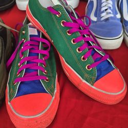 Converse Tennis Shoes Men's Size 10 Retro Look Green Blue And Orange Open Box