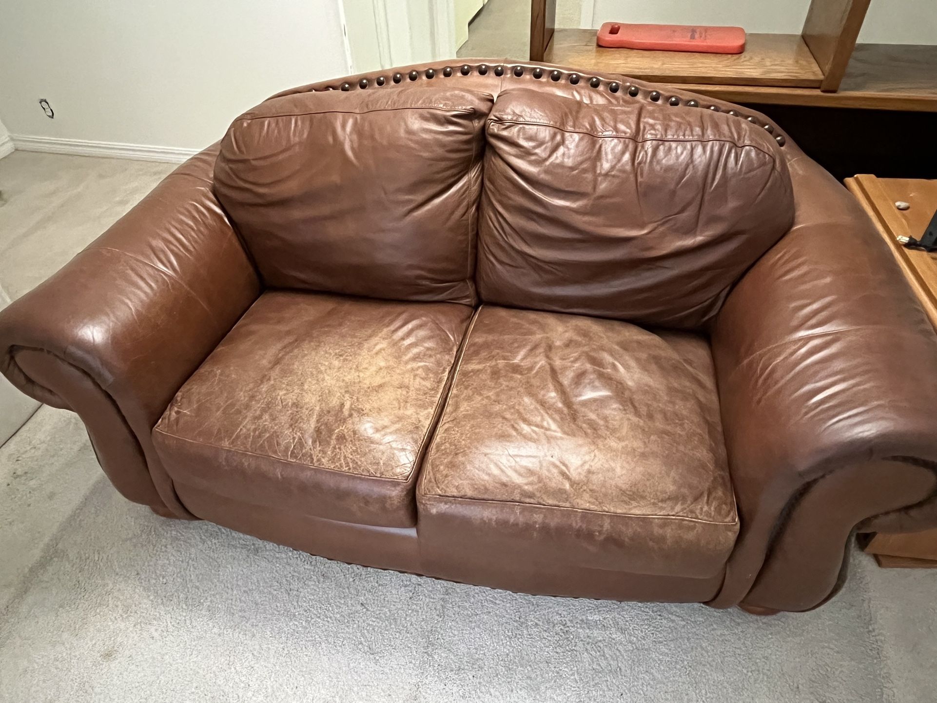 Small 5 ft Leather Loveseat (Sofa)