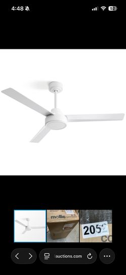 Modern All-White Ceiling Fan 48"-52" Mollie - Ventilador de Techo Minimalista Blanco con LED