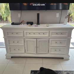 Solid Oak White Dresser 