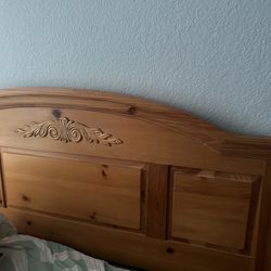Pine Wood Queen Bed Frame, Head Board  And Night Stand