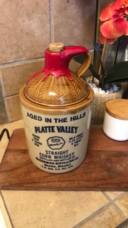 Platte Valley Straight Corn Whiskey Ceramic Jug