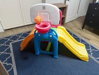 Step 2 Kids Indoor Slide and Basketball Hoop Playset