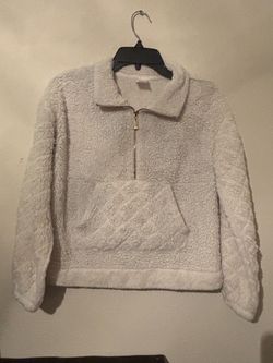 White Half-Zip Pullover Sweatshirt