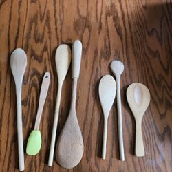 Lot of 7 Wooden Spoons Utensils  Country Kitchen Farmhouse