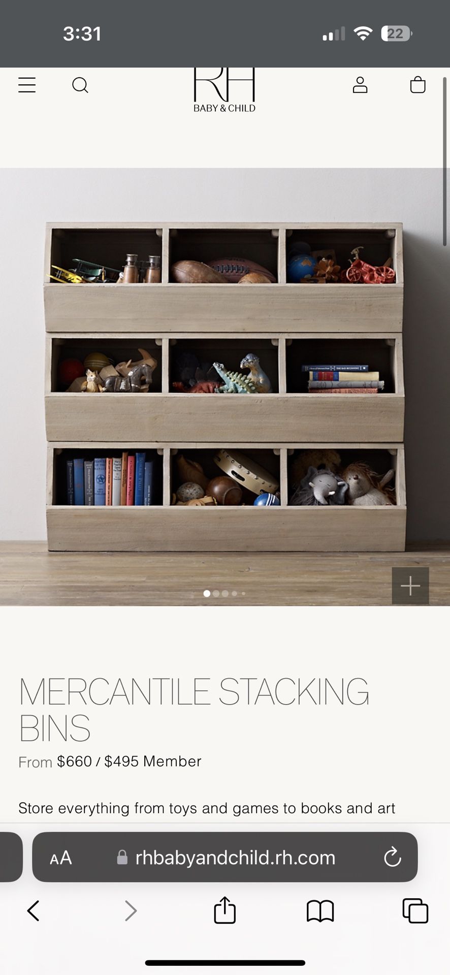 Restoration Hardware Mercantile Stacking Bins (3)