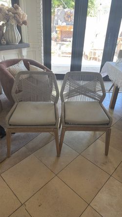 Set of 4 Rope Weave Dining Chairs