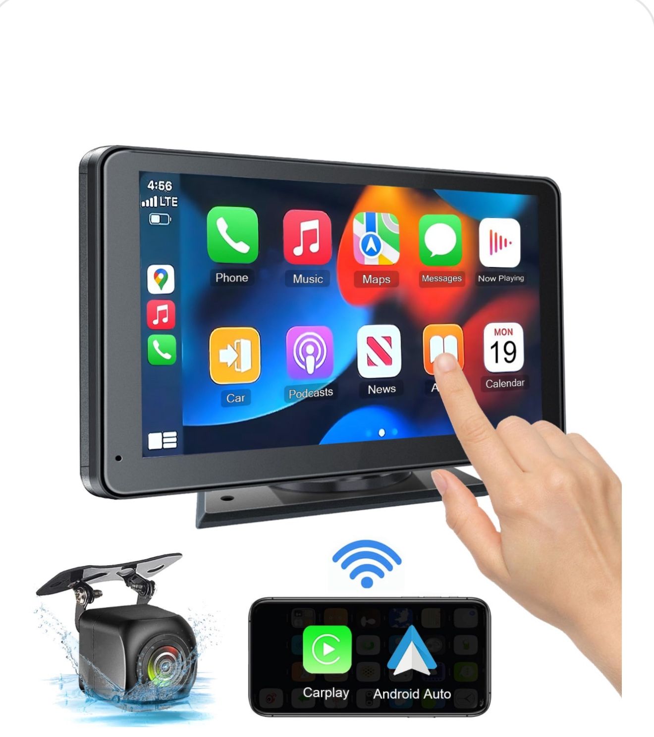 7”HD Portable CarPlay Wireless Touch Screen Double Din Car Stereo Compatible