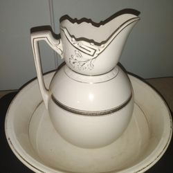 Antique Pitcher And Bowl 