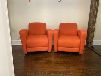 Pair of 2 Orange Accent Club Chairs