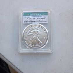 2021 Philadelphia First Day Of Issue Emergency Issue 1 Oz Silver Eagle 