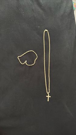 10k gold rope chain and bracelet set
