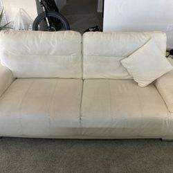 White Leather Sofa And Loveseat