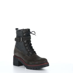 Bos. & Co. Women's ZING Chunky Heel Buckle Side-Zip Lace-Up Ankle Boot