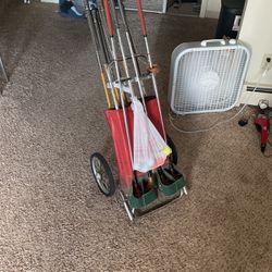 Old Vintage Golf Club Set With Rolling Cart 