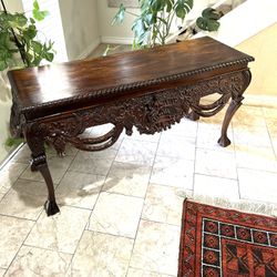 Intery table  hand carved solid vintage