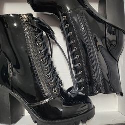 Fashion Nova High Heel Faux Leather Boots 