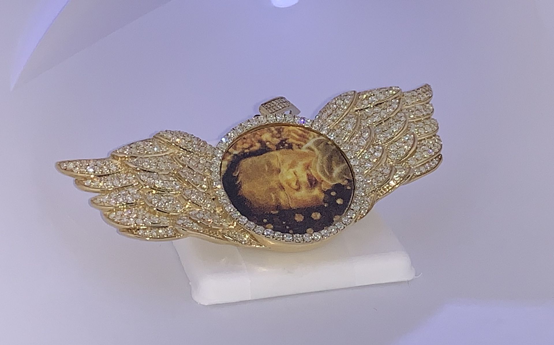 Custom real gold/diamond picture charm