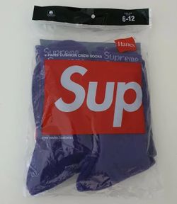 Supreme Hanes Crew Socks (4 Pack) Purple
