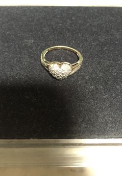 Heart ring real diamonds with 925 silver size 7