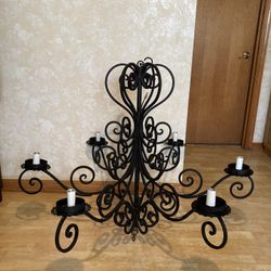 Large Heavy Raw Iron Chandelier/Needs to be rewired/37”Hx47”W/ See all pictures posted/ Pickup in Lake Zürich