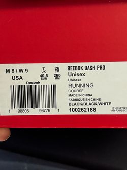 New Reebok Dash Pro Black Running Shoes – Men’s 8/Women’s 9