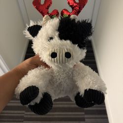 Plush Cow Toy with Holiday Antlers – Soft & Cuddly!