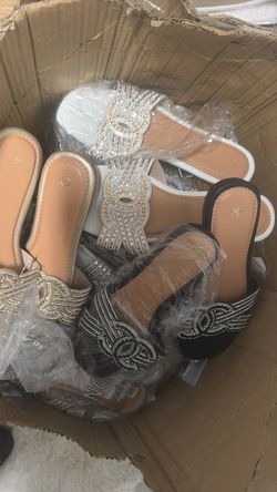 Rhinestone Embellished Flat Slide Sandals