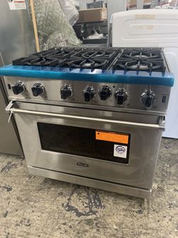 Viking 36” slide in gas range in stainless steel new open box
