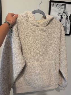 American Eagle Sherpa Hoodie | Cream | Small