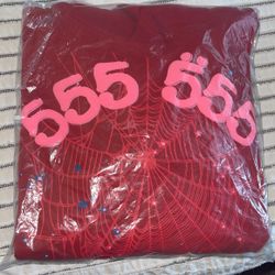 Sp5der Hoodie “red Angel Numbers 555”