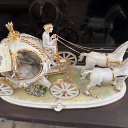 Italian Porcelain Large statue Capodimonte Swarovski Centerpiece Villari signed