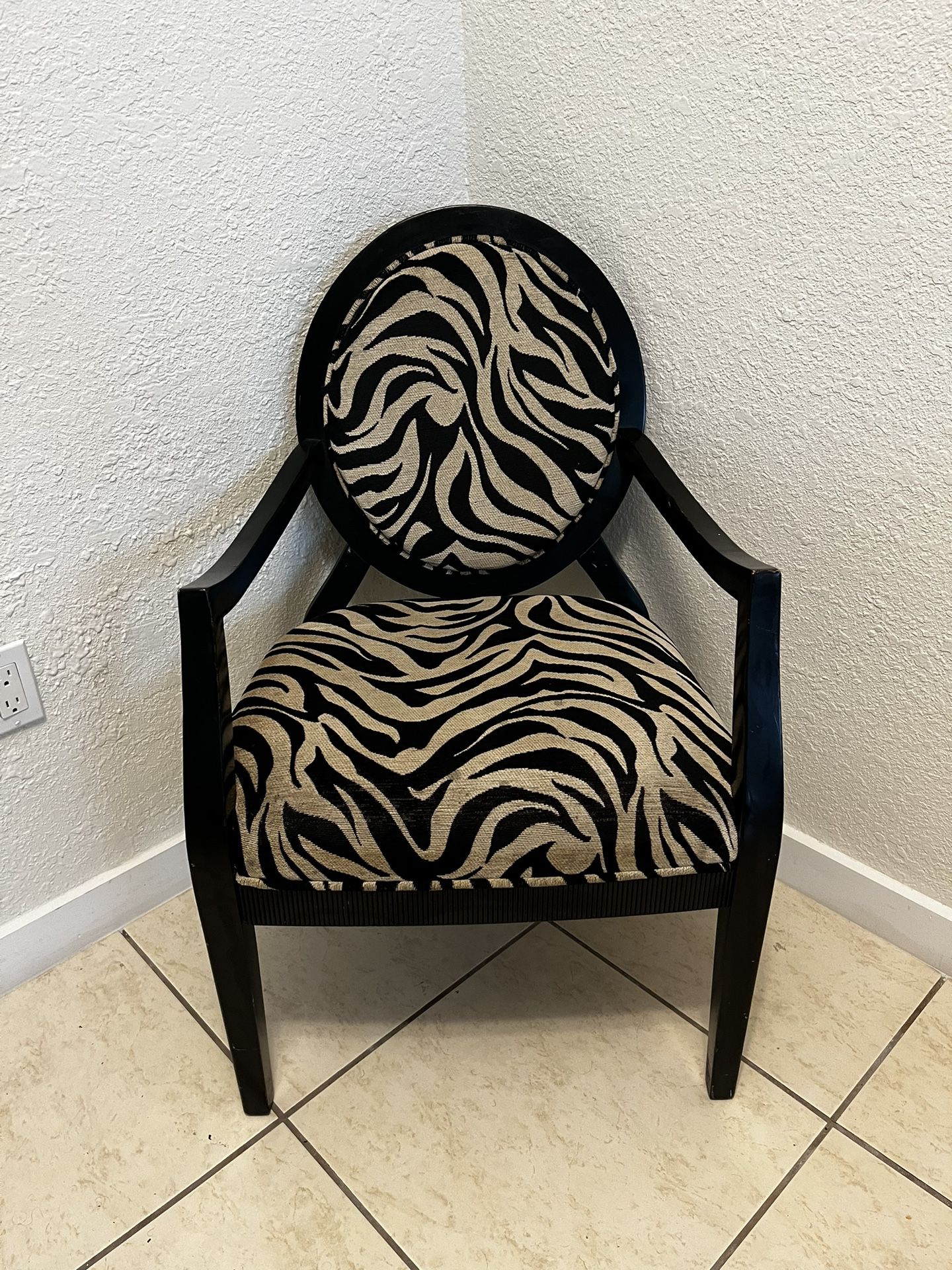 Modern Bergere occasional chair Desk Side Vanity French Tiger Zebra Chenille $75 OBO delivery Available