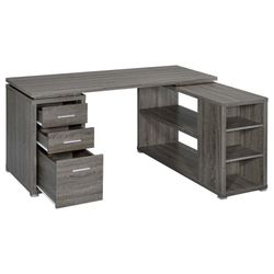 WEATHERED GRAY SILVER HARDWARE L SHAPE DESK FILE CABINET BOOK SHELVING - ECRITORIO
